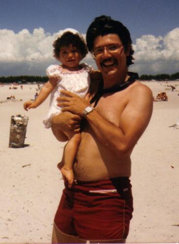 Vanessa age 1 and daddy at the Beach